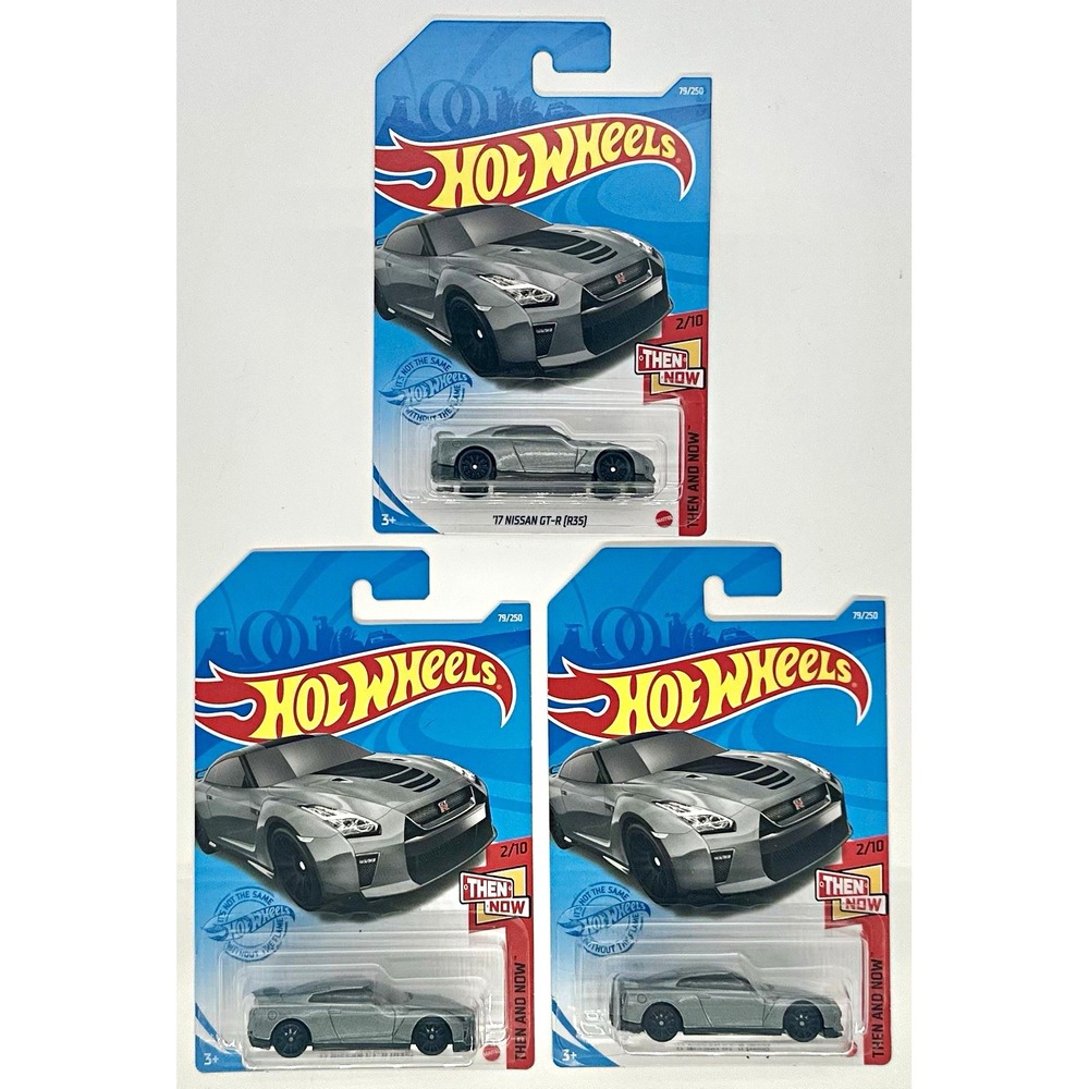Hot Wheels Then and Now '17 Nissan GT-R (R35) Gray Lot of 3 1:64 NEW